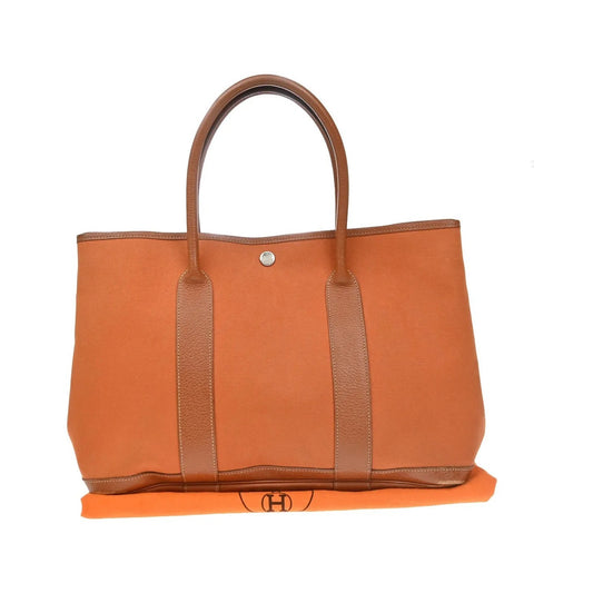 Hermes Garden Party Toile and Leather, Orange, Canvas, Handbag
