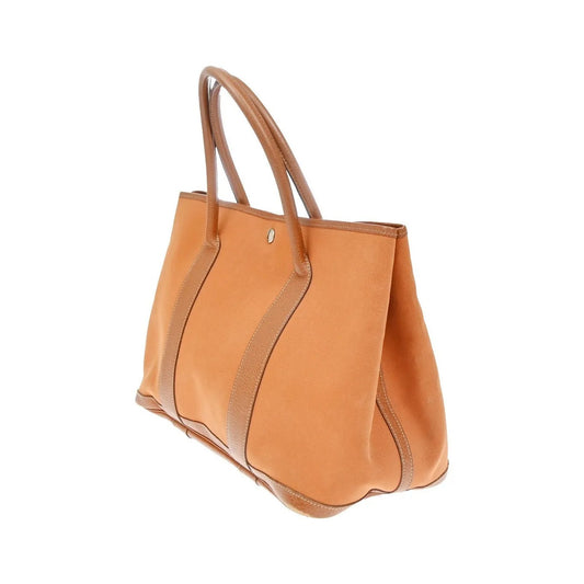 Hermes Garden Party Toile and Leather, Orange, Canvas, Handbag