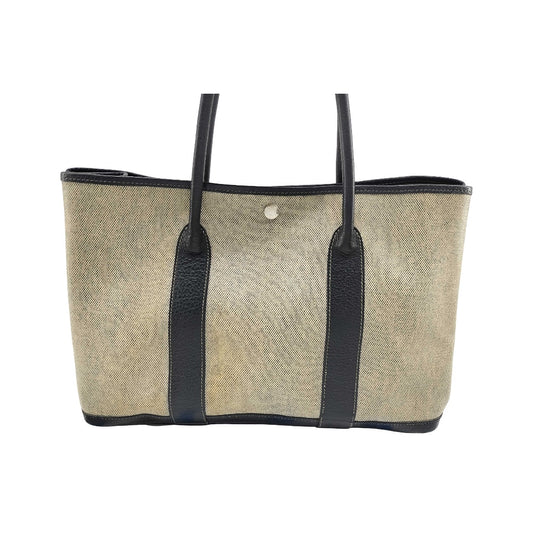 Hermes Garden Party Toile and Leather, Beige, Canvas, Tote Bag