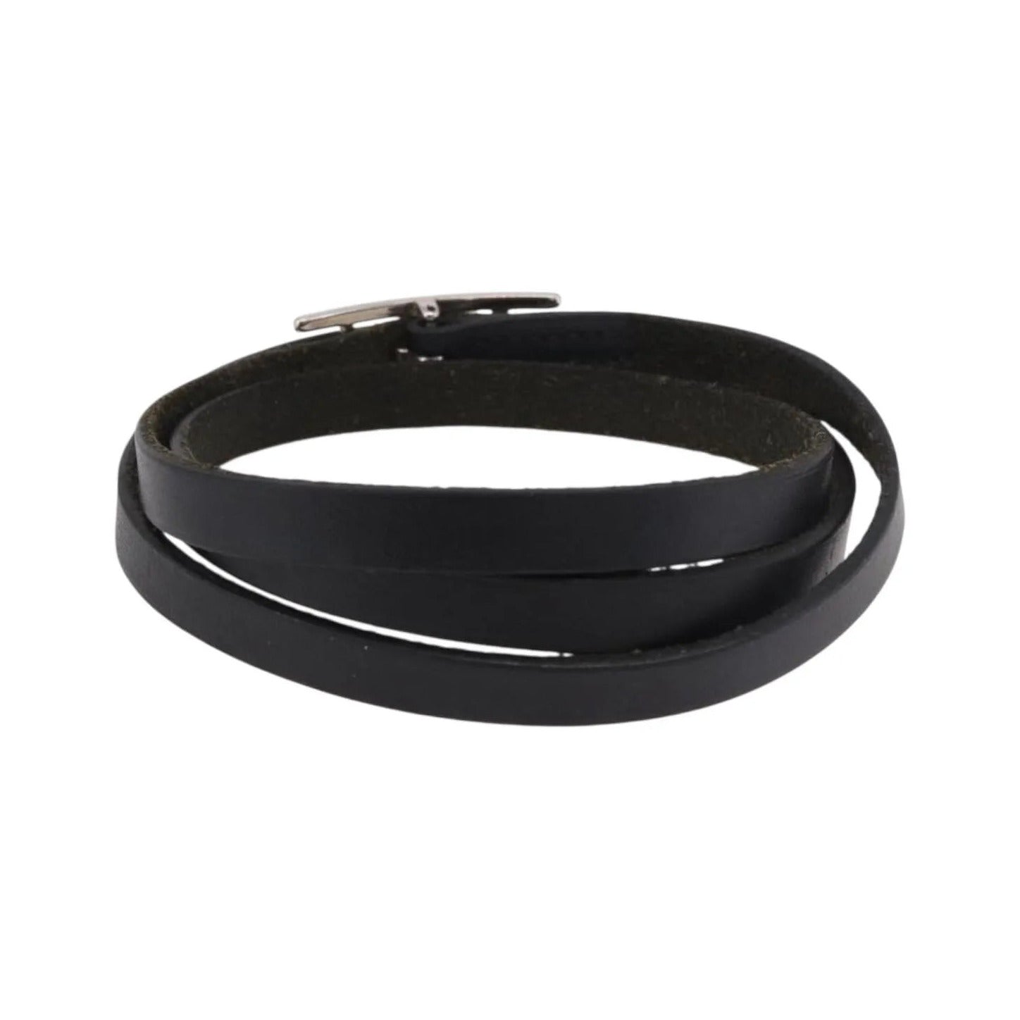 Hermes Hapi 3 Leather with Metal, Black, Leather, Bracelet