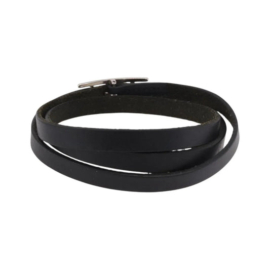 Hermes Hapi 3 Leather with Metal, Black, Leather, Bracelet