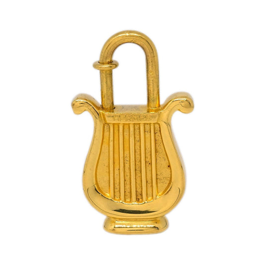 Hermes Harp Cadena Padlock 1996 Limited Metal Design, Gold, Gold Plated, Charm