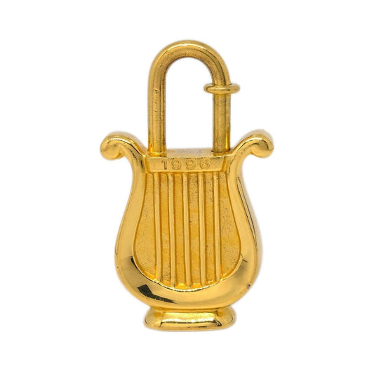 Hermes Harp Cadena Padlock 1996 Limited Metal Design, Gold, Gold Plated, Charm