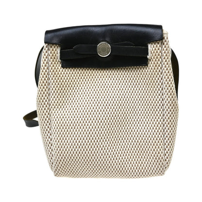 Hermes Herbag Toile and Leather, Beige, Canvas, Handbag
