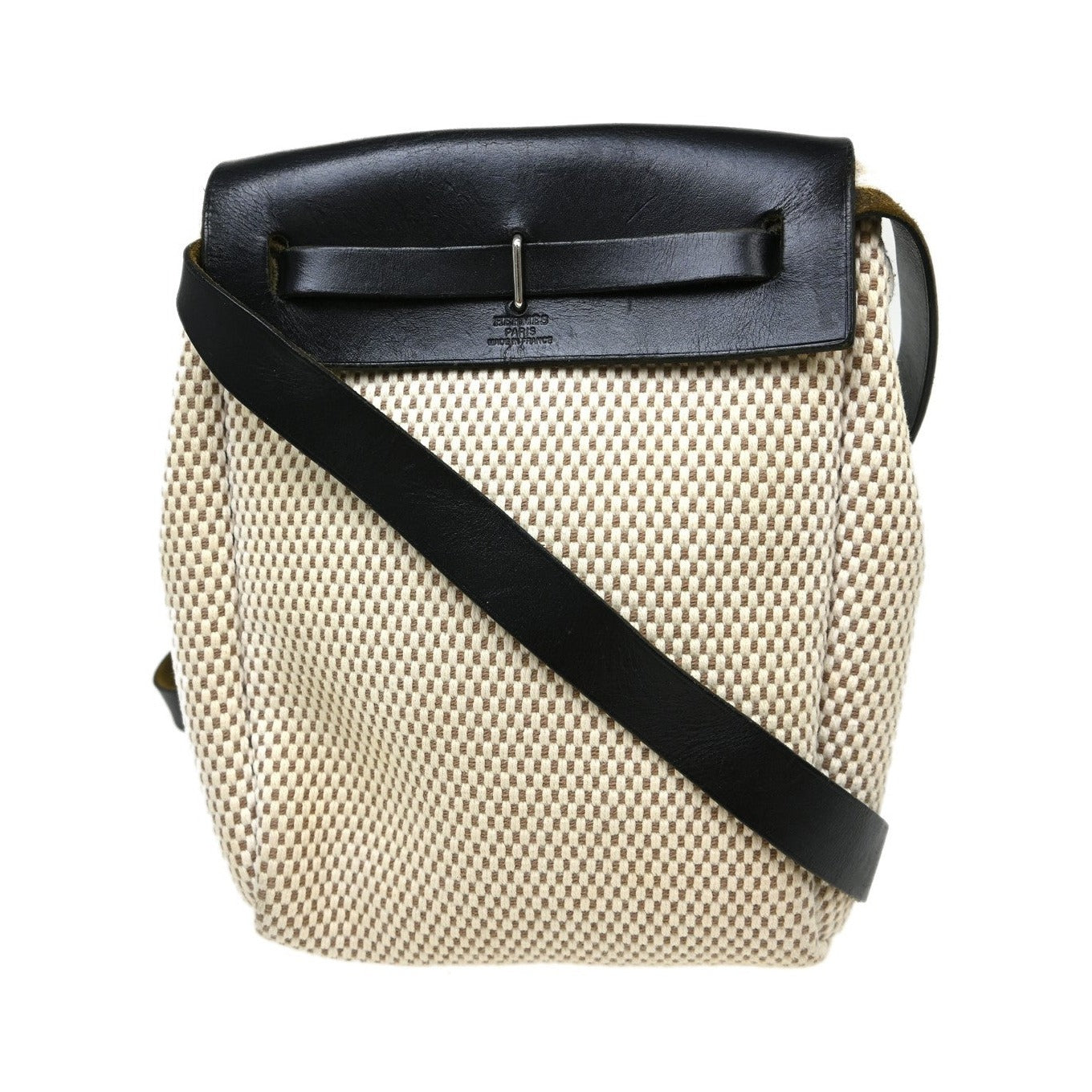 Hermes Herbag Toile and Leather, Beige, Canvas, Handbag