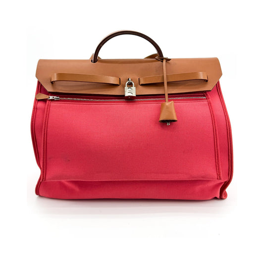 Hermes Herbag Toile and Leather, Pink, Canvas, Handbag
