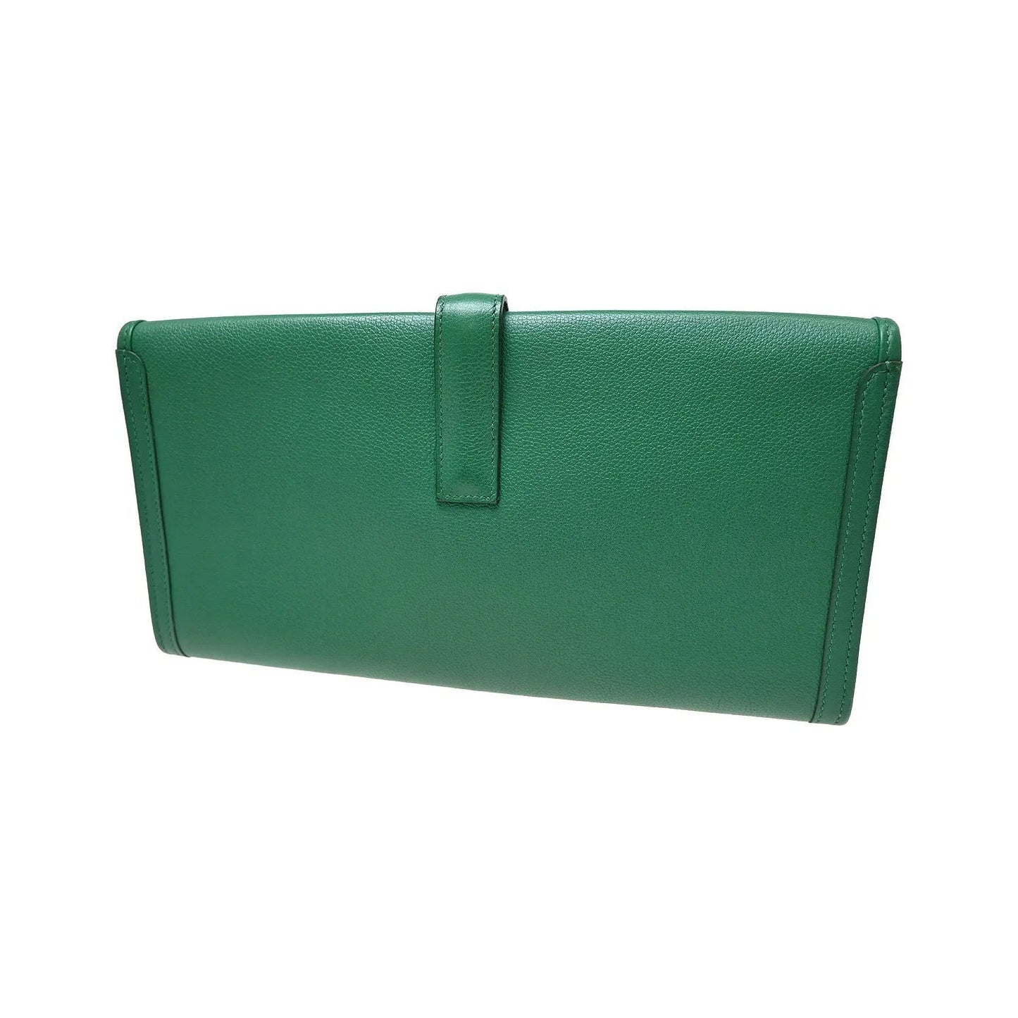 Hermes Jige Elan Clutch Epsom, Green, Leather, Clutch
