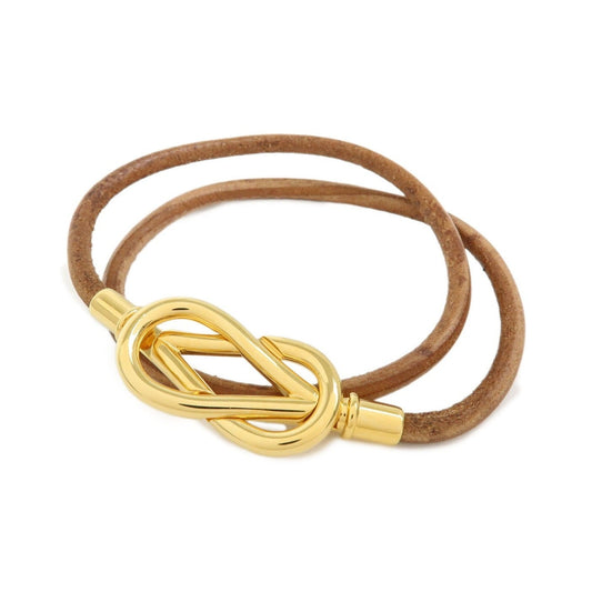 Hermes Jumbo Hook Choker Woven Leather and Metal, Brown, Leather, Necklace
