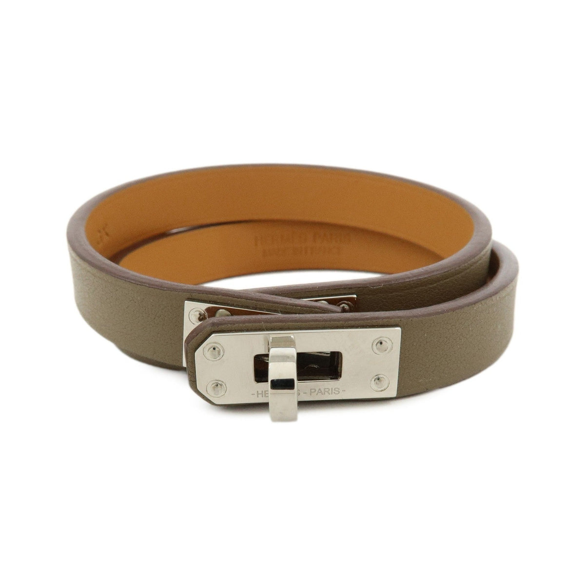 Hermes Kelly Double Tour Leather, Greige, Leather, Bracelet