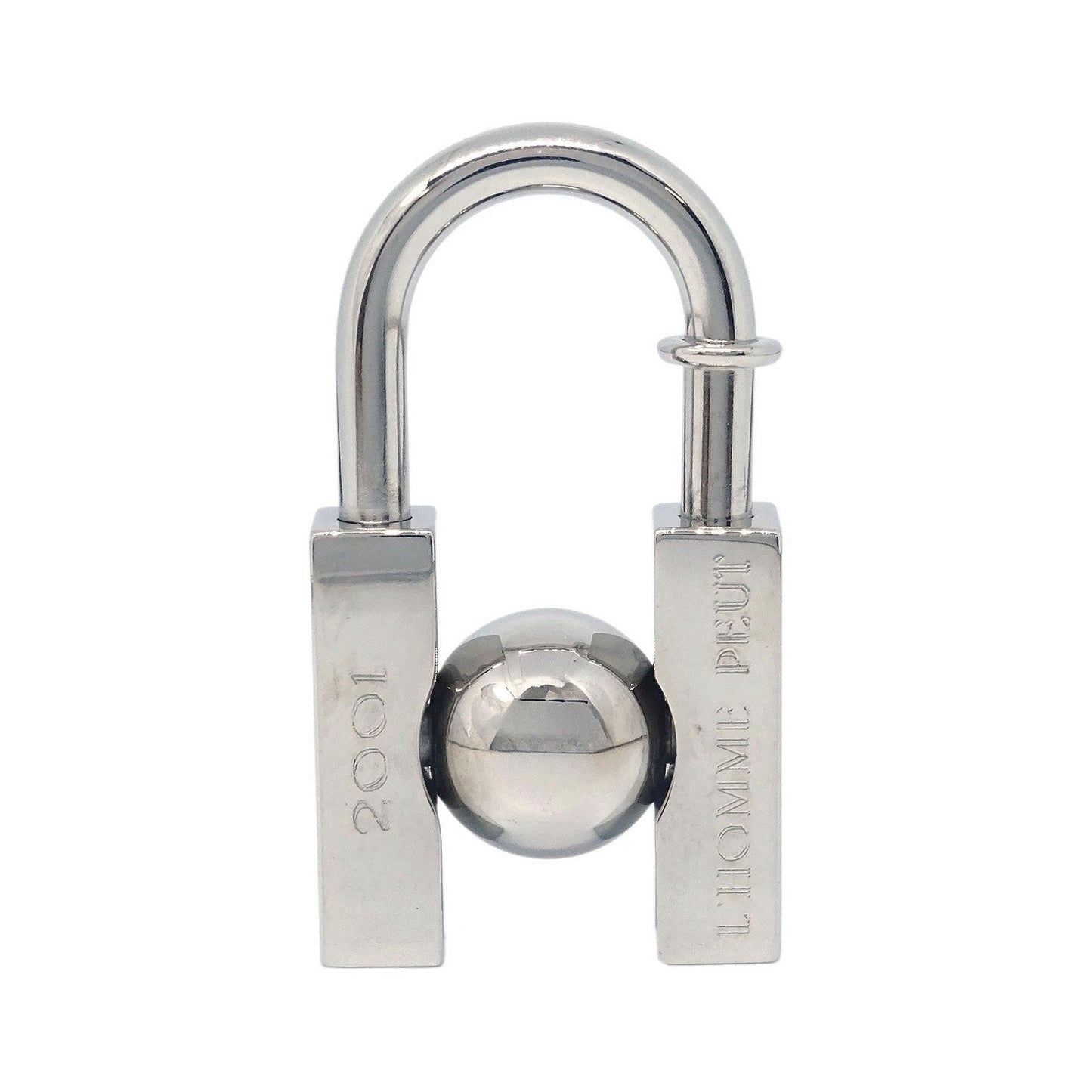 Hermes LHomme Peut Embellir La Terre Cadena Lock Charm Metal, Silver, Silver Plated, Charm