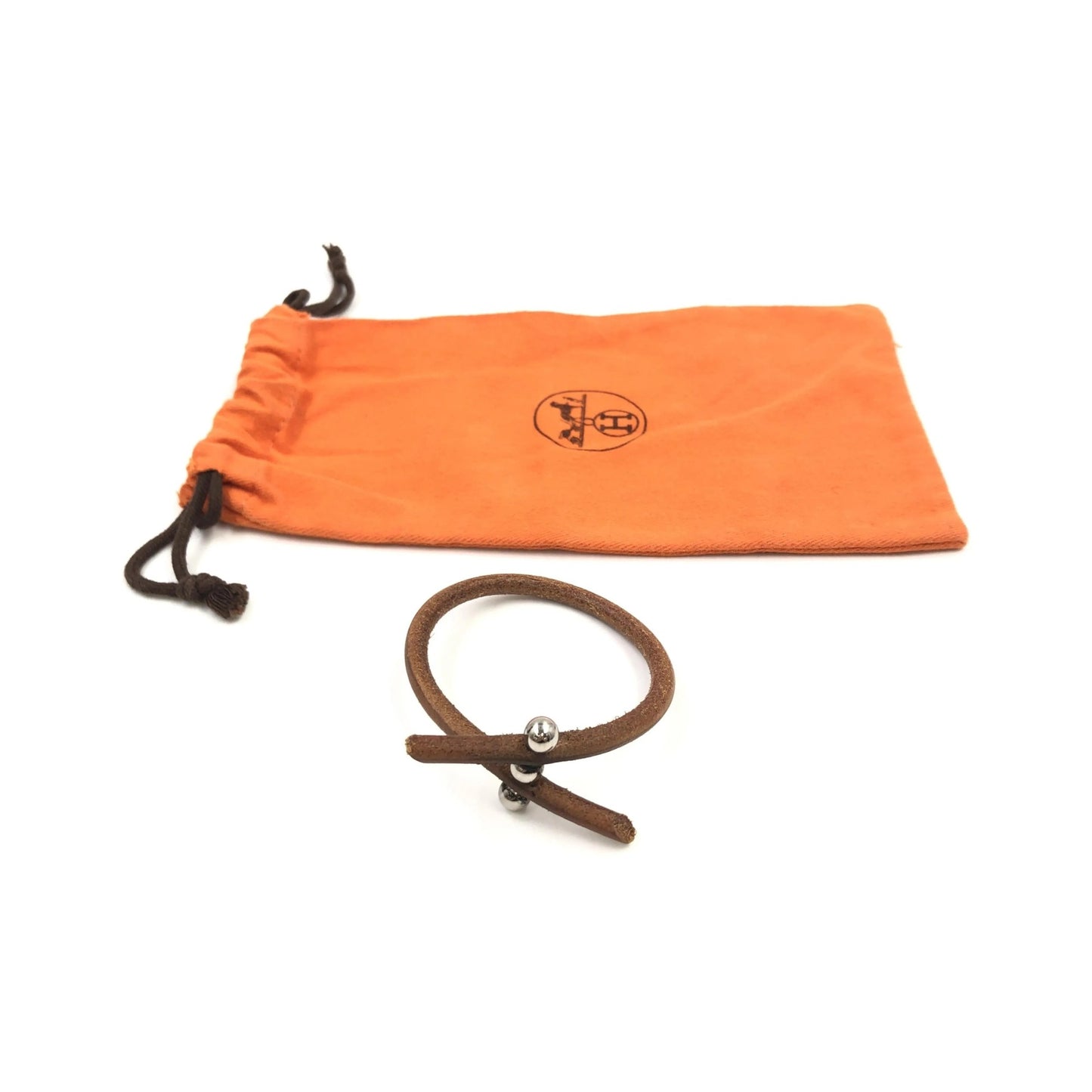 Hermes Lock Bracelet Leather and Metal, Brown, Leather, Bracelet