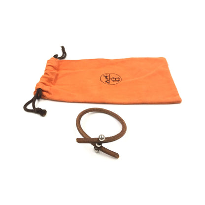 Hermes Lock Bracelet Leather and Metal, Brown, Leather, Bracelet