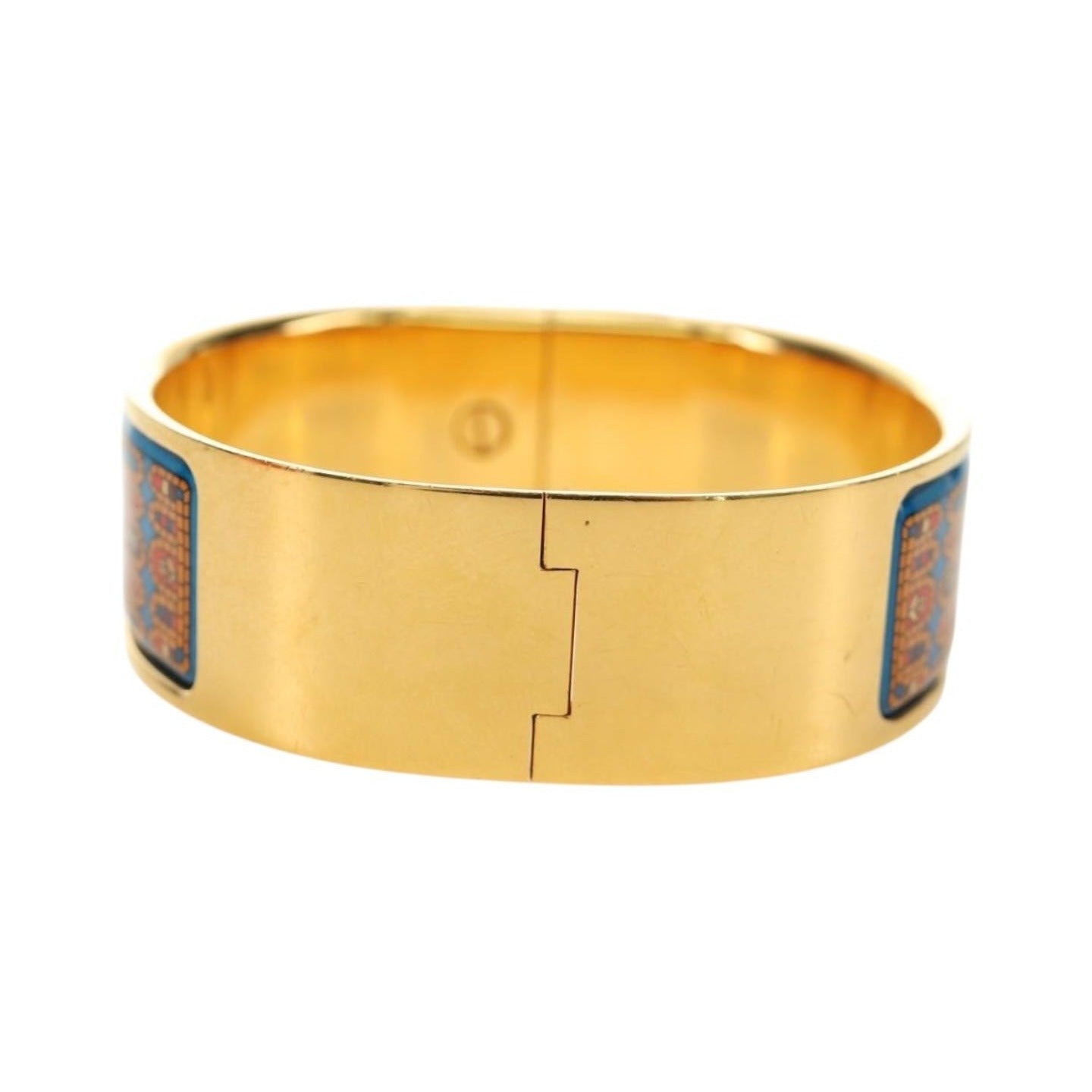 Hermes Loquet Bangle Metal and Printed Enamel, Gold, Metal, Bracelet