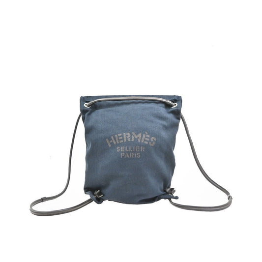 Hermes Maline Toile, Blue, Canvas, Backpack