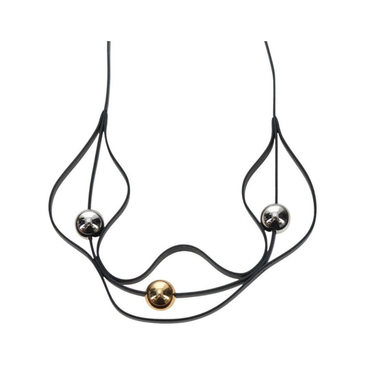 Hermes Météore Leather, Black, Leather, Necklace