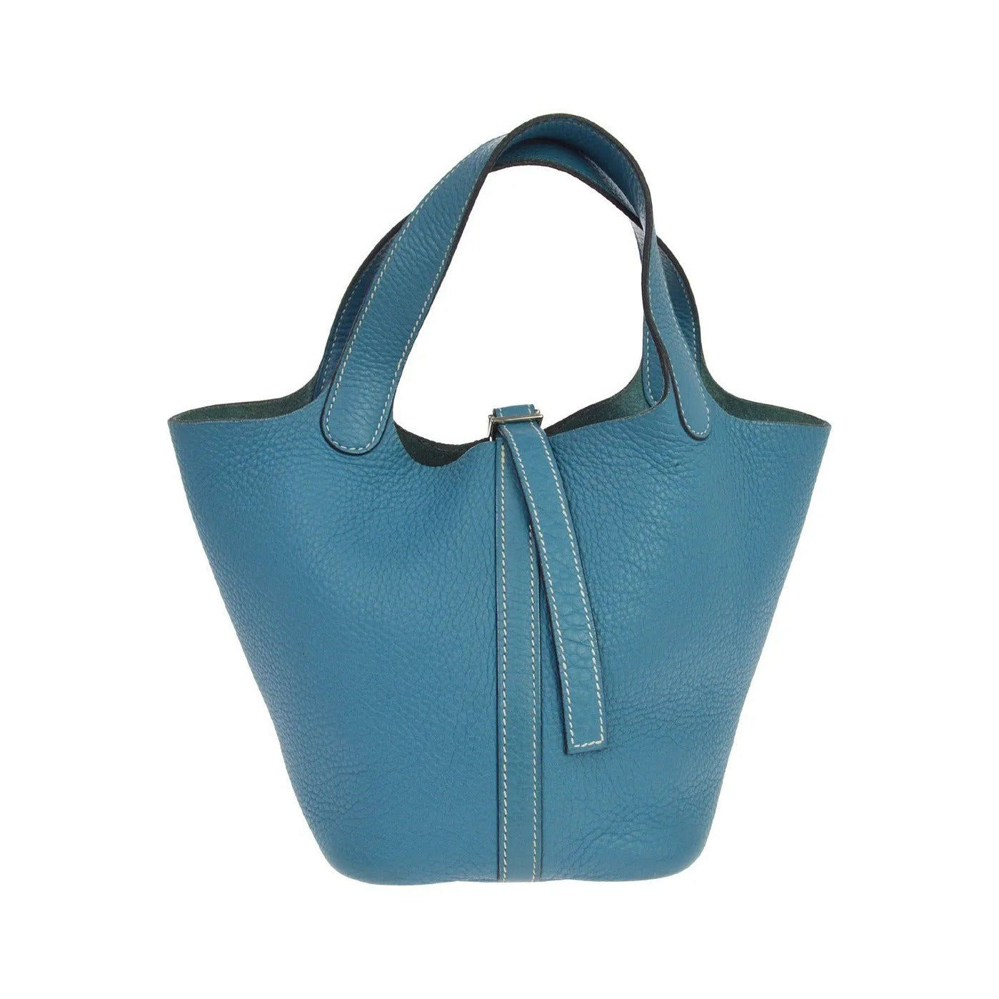 Hermes Picotin Clemence, Blue, Leather, Handbag