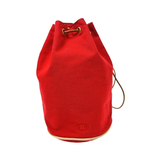 Hermes Polochon Drawstring Cotton, Red, Cotton, Backpack