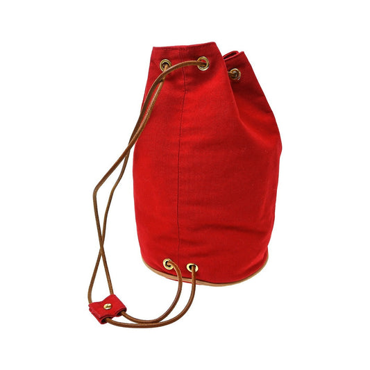 Hermes Polochon Drawstring Cotton, Red, Cotton, Backpack