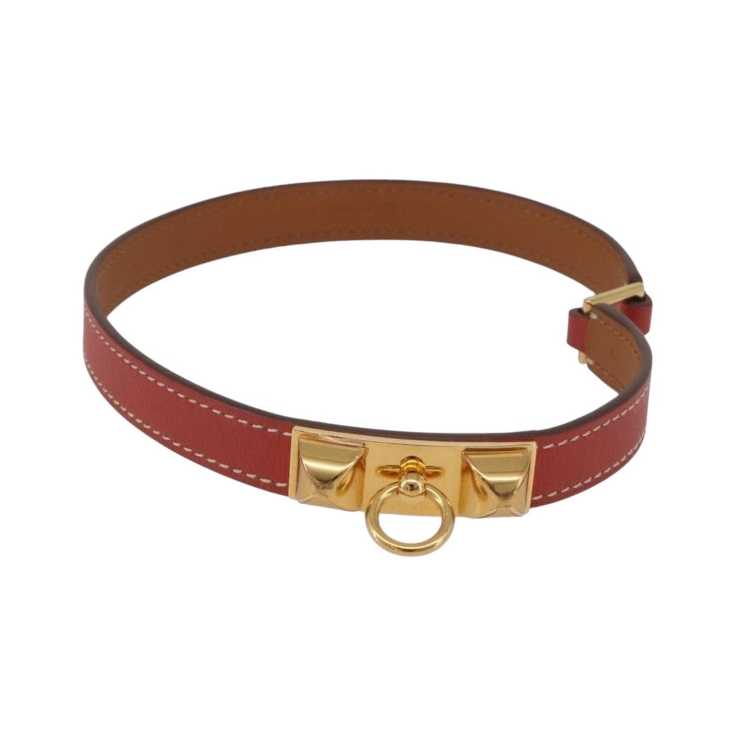 Hermes Rivale Double Tour Leather, Red, Leather, Bracelet
