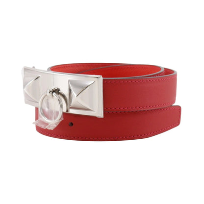 Hermes Rivale Reversible Belt Leather, Red, Leather, Belt