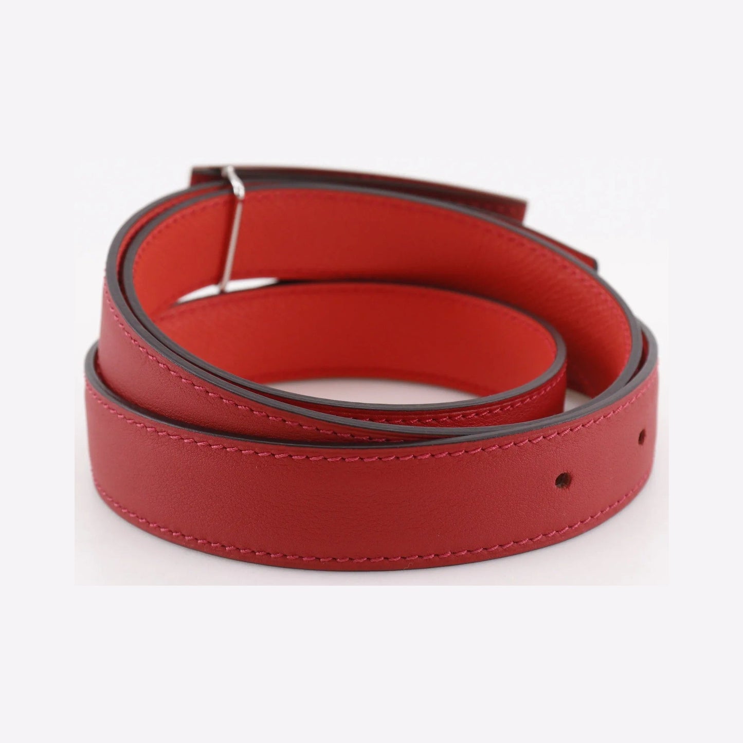Hermes Rivale Reversible Belt Leather, Red, Leather, Belt