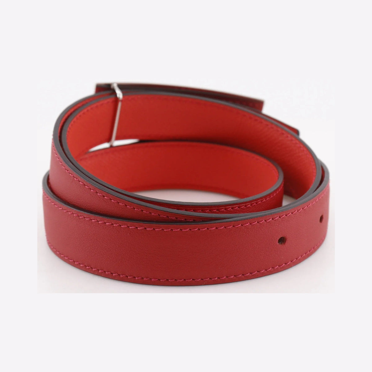 Hermes Rivale Reversible Belt Leather, Red, Leather, Belt