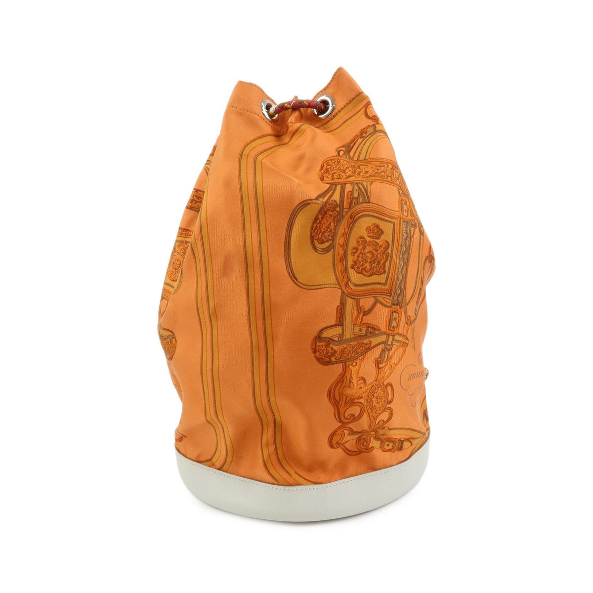 Hermes Soie Cool Printed Silk and Calfskin, Orange, Silk, Handbag