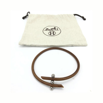 Hermes Tournis Chocker Tournis leather, Brown, Leather, Necklace