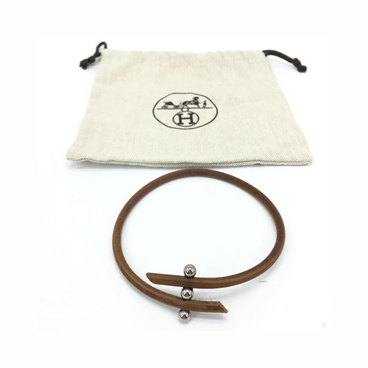 Hermes Tournis Chocker Tournis leather, Brown, Leather, Necklace