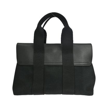 Hermes Valparaiso Toile and Leather, Black, Canvas, Handbag