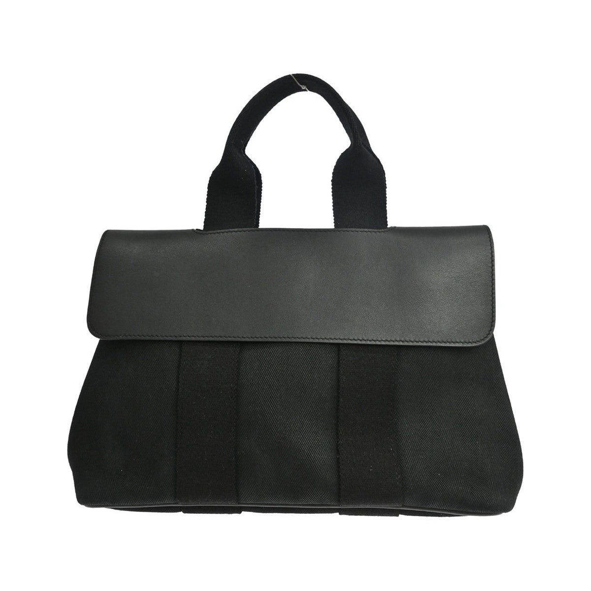 Hermes Valparaiso Toile and Leather, Black, Canvas, Handbag