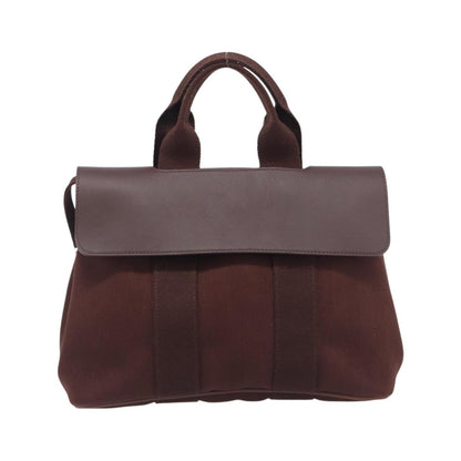 Hermes Valparaiso Toile and Leather, Brown, Canvas, Handbag