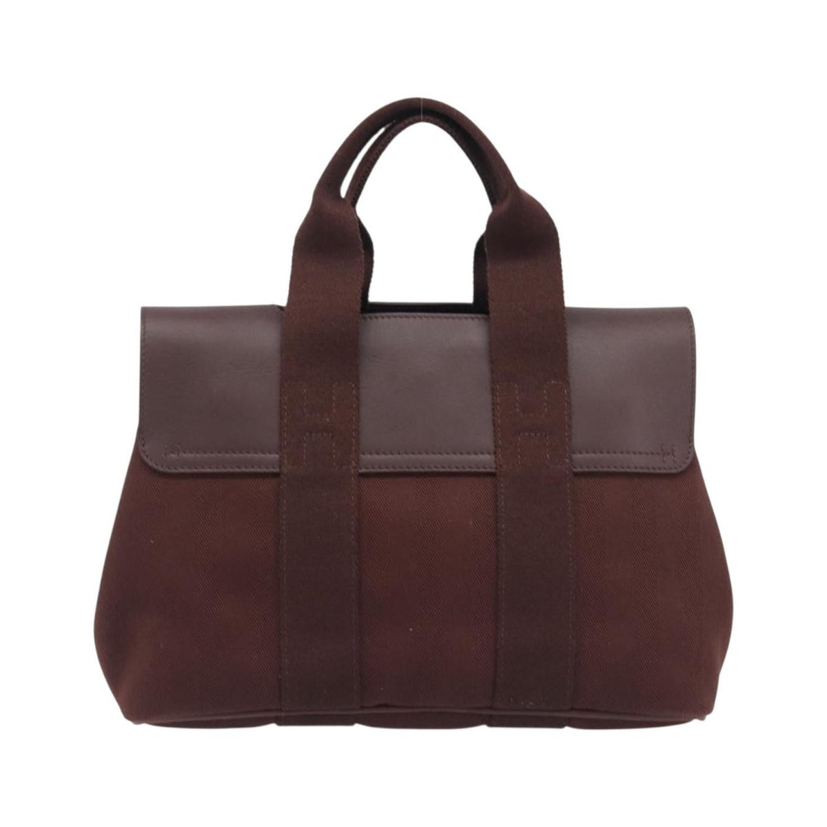Hermes Valparaiso Toile and Leather, Brown, Canvas, Handbag