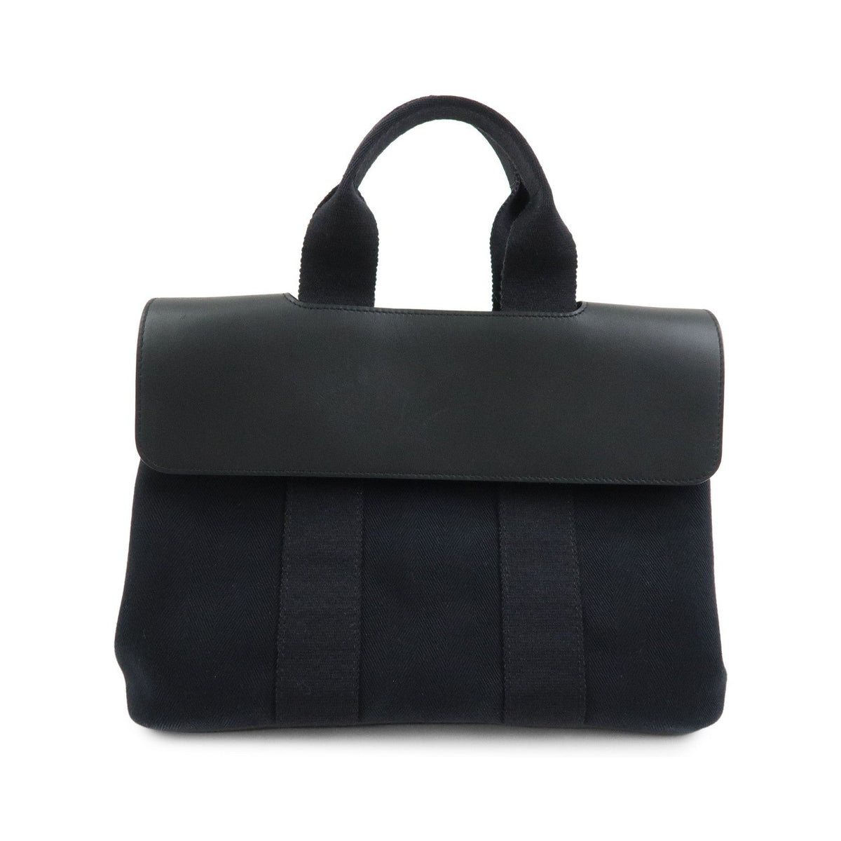 Hermes Valparaiso Toile and Leather, Black, Canvas, Handbag