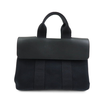 Hermes Valparaiso Toile and Leather, Black, Canvas, Handbag