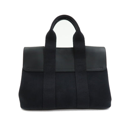 Hermes Valparaiso Toile and Leather, Black, Canvas, Handbag