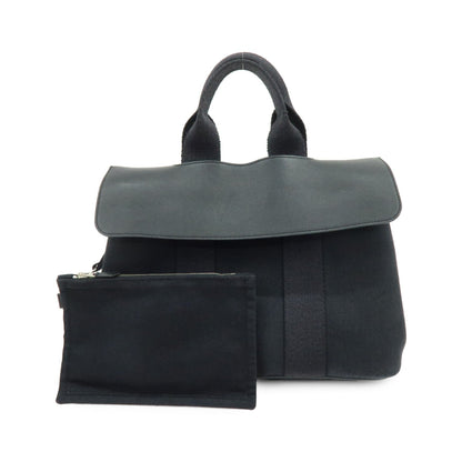 Hermes Valparaiso Toile and Leather, Black, Canvas, Handbag