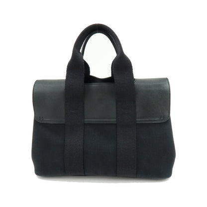 Hermes Valparaiso Toile and Leather, Black, Canvas, Handbag