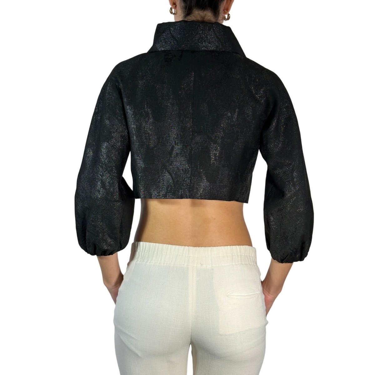 HOSS Metallic Cropped Wrap Top - Brandsamsara