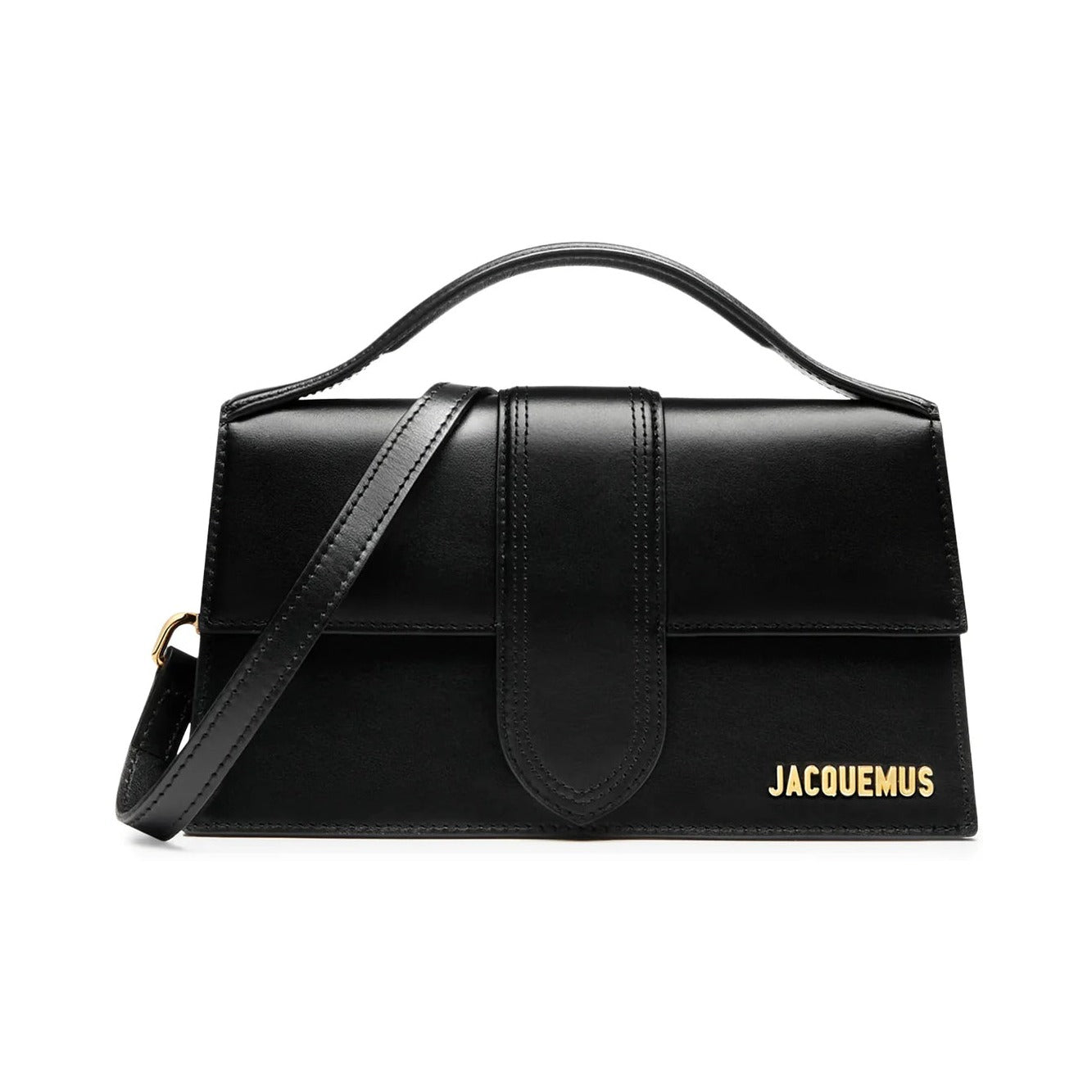 Jacquemus Le Grand Bambino Flap Leather, Black, Leather, Handbag