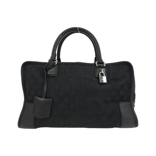Loewe Amazona Leather and Jacquard Canvas, Black, Canvas, Handbag