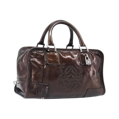 Loewe Amazona Patent, Brown, Patent Leather, Handbag