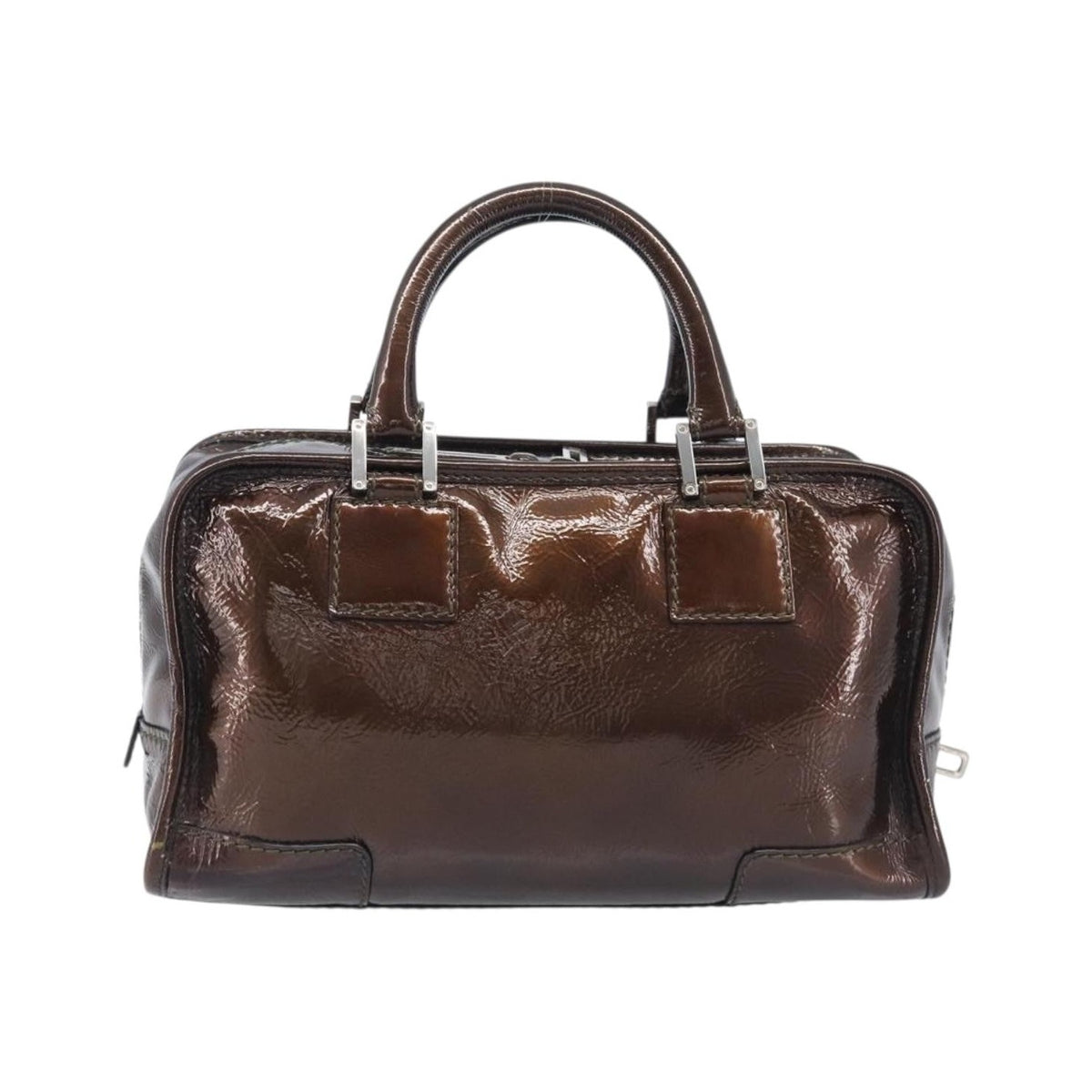 Loewe Amazona Patent, Brown, Patent Leather, Handbag