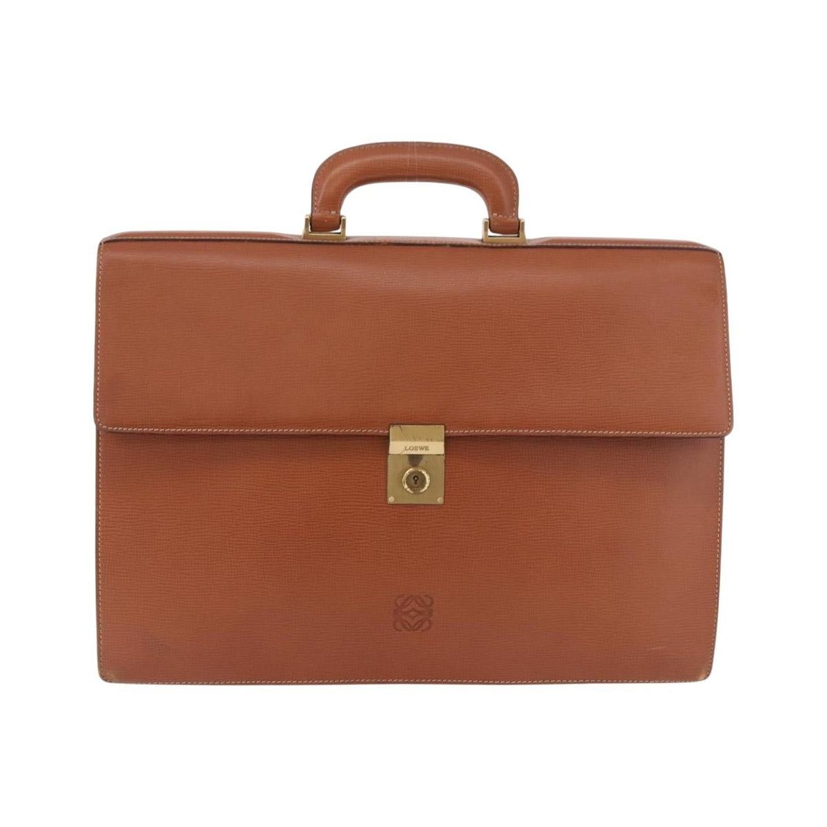 Loewe Anagram Business Leather, Brown, Leather, Briefcase