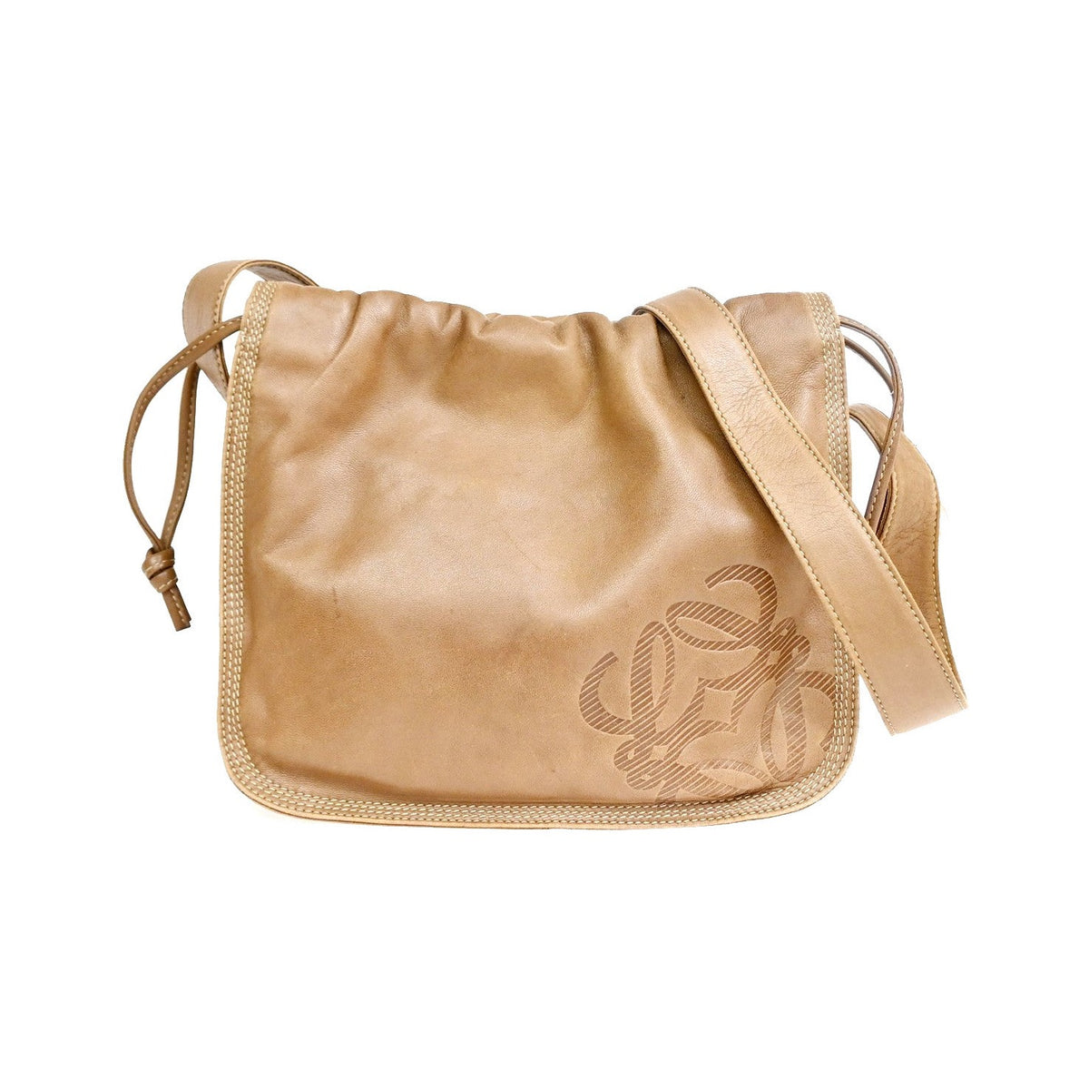 Loewe Anagram Leather, Beige, Leather, Shoulder Bag