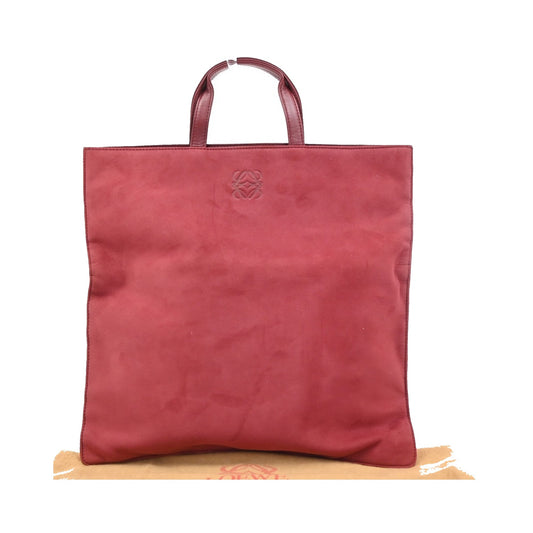 Loewe Anagram Leather, Red, Suede, Tote Bag