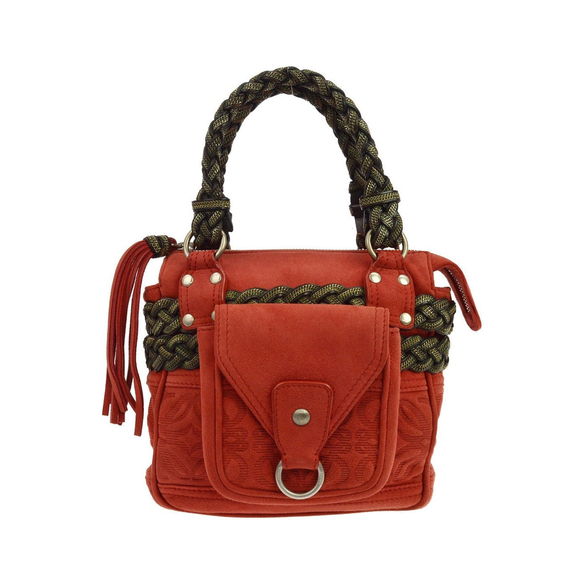 Loewe Anagram Leather, Red, Suede, Tote Bag