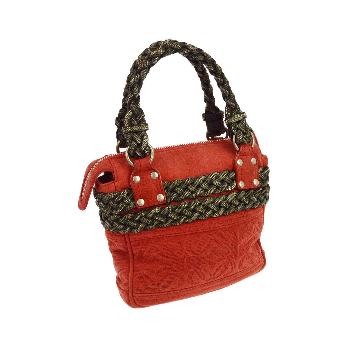 Loewe Anagram Leather, Red, Suede, Tote Bag