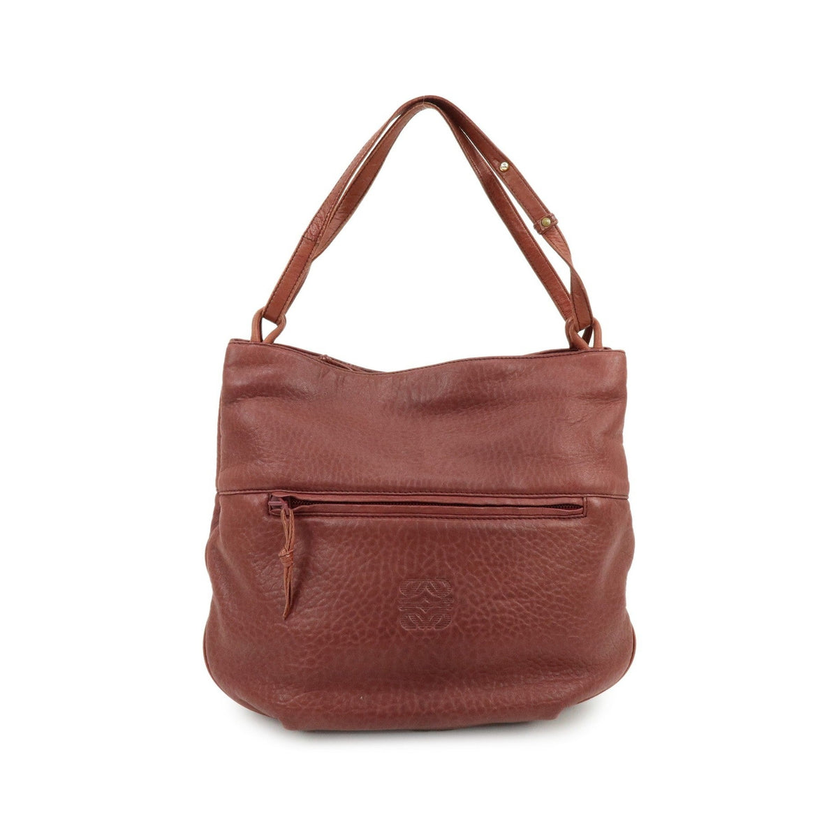 Loewe Anagram Leather, Burgundy, Leather, Tote Bag