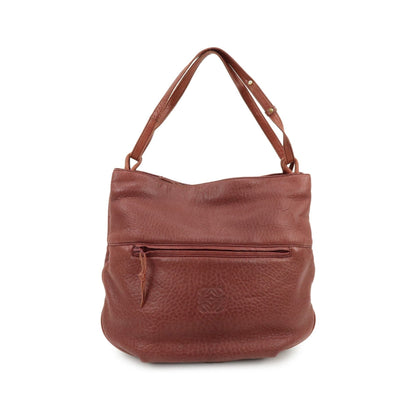 Loewe Anagram Leather, Burgundy, Leather, Tote Bag